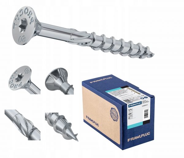 Wkręt niepełny gwint łeb stożkowy 6x200 mm Rawlplug PROCUT R-PTX 100 szt