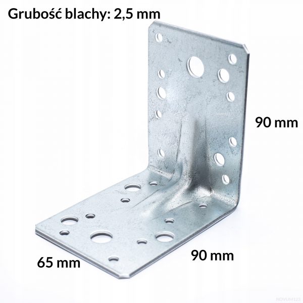 KPW3 Łącznik Kątownik przetłaczany wzmocniony 90x90x65 Wkręt-met 10szt - obrazek 2