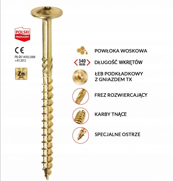 Wkręty ciesielskie do drewna 4,5x60 Klimas 250szt - obrazek 2