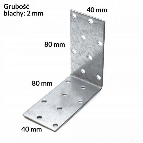 KP11 Łącznik Kątownik płytowy ciesielski 80x80x40 Wkręt-met 20szt - obrazek 2