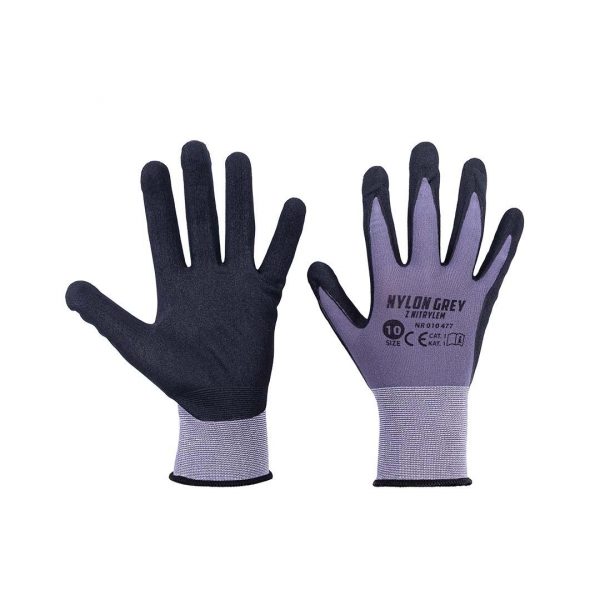 RĘKAWICE NYLON GREY Z NITRYLEM rozm. 11 XXL MOTIVE, 010 478