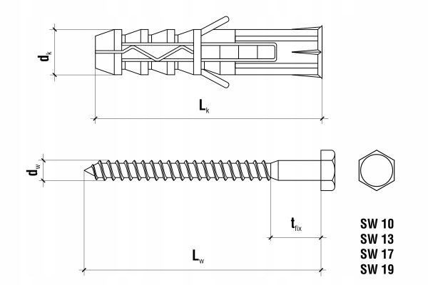 Dyble kołki rozporowe na klucz 14x100 Klimas 50szt - obrazek 13