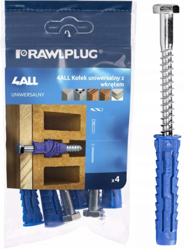Kołek rozporowy wbijany 12x60 mm z wkrętem 8,0x100 mm Rawlplug 4ALL 4 szt