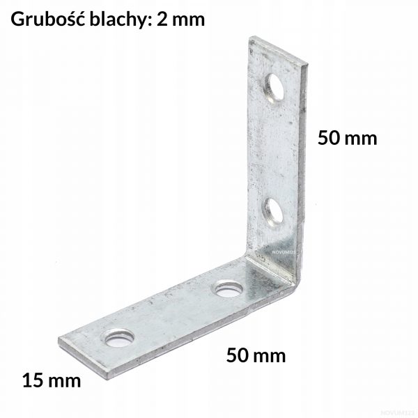 KW4 Łącznik ciesielski kątownik wąski 50x50x15 Wkręt-met 10szt - obrazek 2