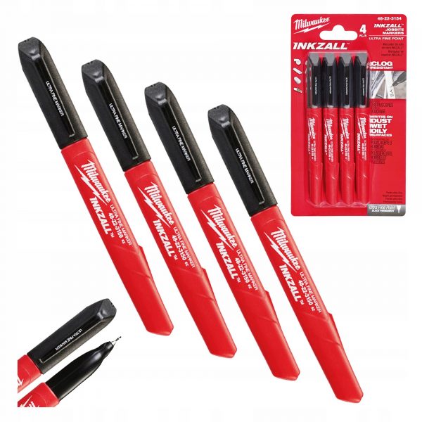 Budowlane markery czarne Milwaukee zestaw 4 szt.