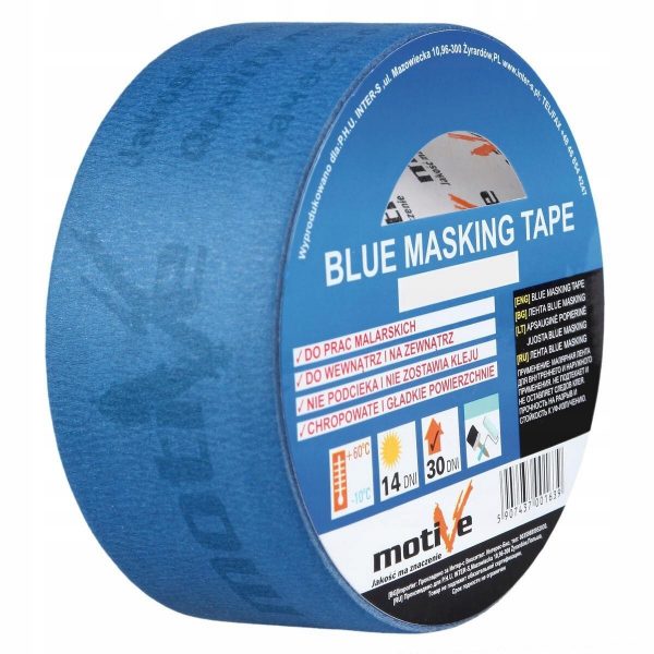 Taśma malarska niebieska BLUE MASKING TAPE 38mm/50m MOTIVE, 020 314 - obrazek 2