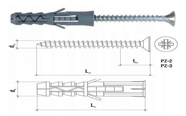 Kołek Kołki Rozporowe Ø8x40 z wkrętem 45mm 100szt - obrazek 11