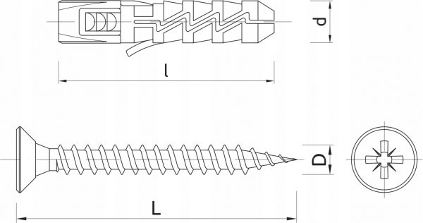 Kołek rozporowy 5x25 mm z wkrętem 3,5x30 mm i wiertłem Koelner FIX 29 el. - obrazek 9