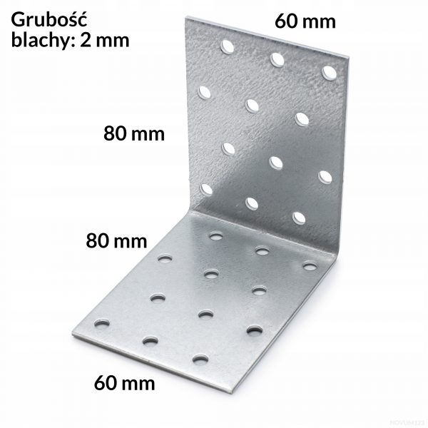 KP12 Łącznik Kątownik płytowy ciesielski 80x80x60 Wkręt-met 10szt - obrazek 2