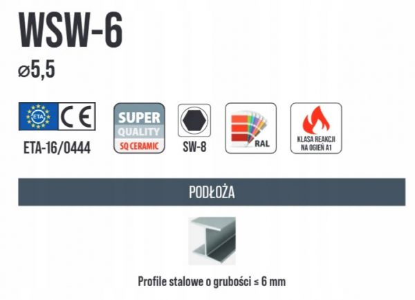 Wkręty do płyt warstwowych WSW-6 5,5x85 100szt - obrazek 9