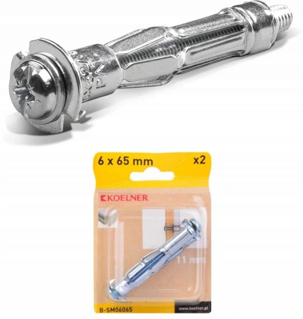 Kołek Łącznik z gwintem metrycznym do płyt G-K M6x65mm mm Koelner SM 2 szt