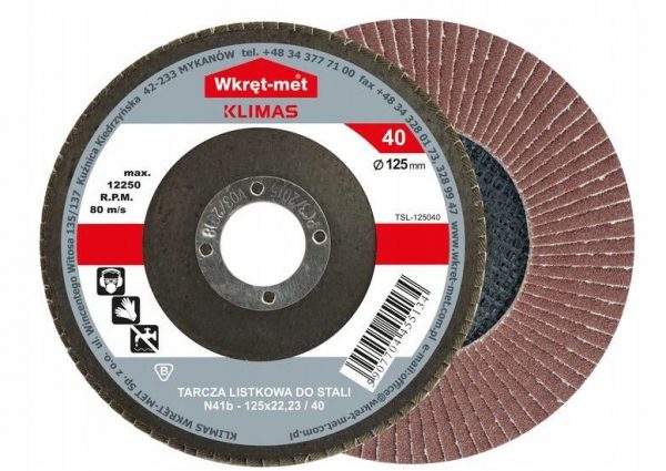Tarcza listkowa TSL do szlifowania polerowania stali 125mm 120 KLIMAS 1szt.