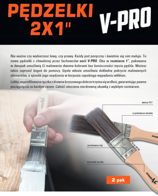 Pędzel 2 szt MOTIVE / V-PRO 1" 25MM, 050 582, włosie PET - obrazek 4