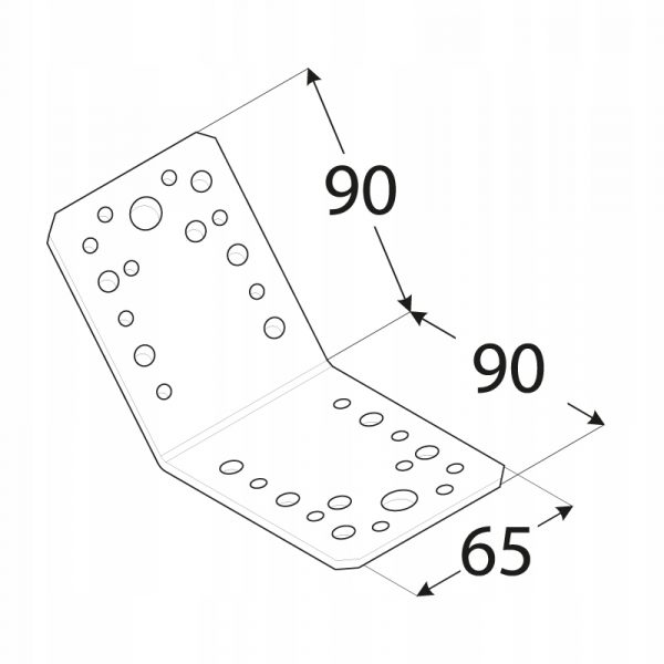 KLR3 KĄTOWNIK ŁĄCZNIK CIESIEL.135° 90x90x65 1szt. - obrazek 3
