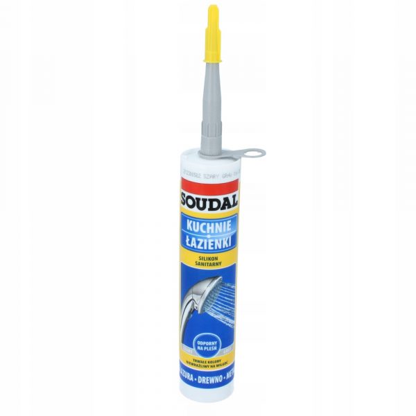 Silikon sanitarny Soudal szary 280ml - obrazek 2