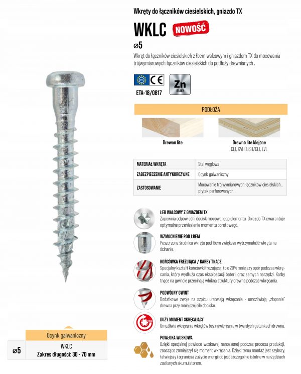 Wkręty ciesielskie do łączników 5x70 Torx 250szt. - obrazek 7