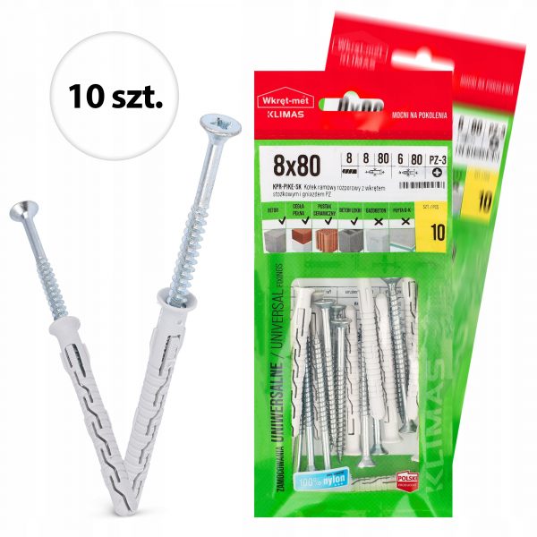 Kołki ramowe rozporowe do betonu stożek 8x80 10szt - obrazek 3