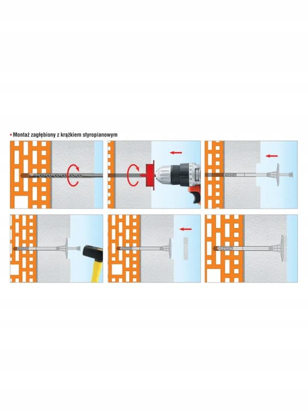 Łączniki izolacji kołki do styropianu FIXPLUG-10 KLIMAS 10x140mm 200szt. - obrazek 2