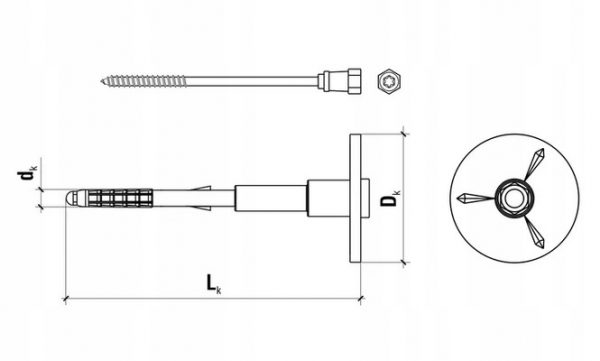 Kołki łączniki do styropianu z krążkiem ECO-DRIVE 8 8x230mm KLIMAS 100szt - obrazek 2