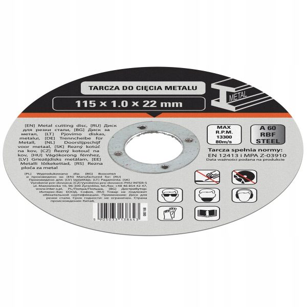 TARCZA DO CIĘCIA METALU 125x1.0mm MOTIVE, 080 169, NIE PRZEGRZEWA MATERIAŁU