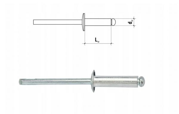 Nity zrywalne W-NASM do łączenia blach 3,2x6mm KLIMAS 50szt. - obrazek 2
