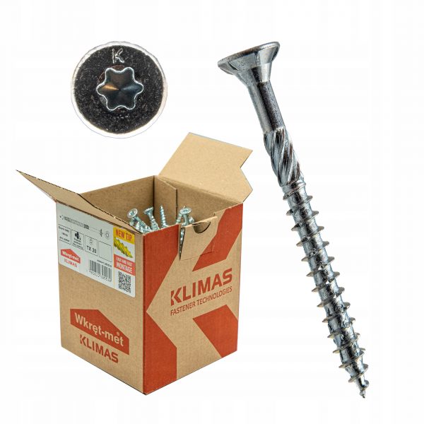 WKRĘTY DO DREWNA KMWHT 3,5x30 TORX 500 szt. biały ocynk KLIMAS