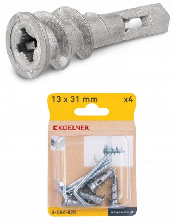 Łącznik samowiercący 13x31 mm z hakiem prostym Koelner DRA01 4 szt