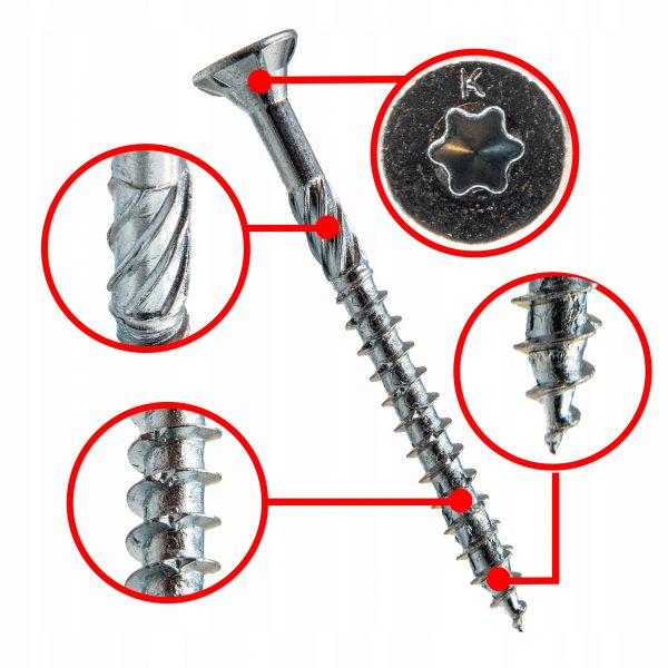 WKRĘTY DO DREWNA KMWHT 4x40 TORX 400 szt. biały ocynk KLIMAS - obrazek 2